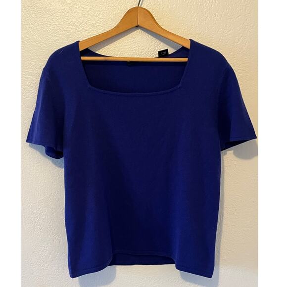 NWT Dana Buchman Blue 100% Cashmere Square Neck lightweight‎ Sweater Size XL - Picture 1 of 6